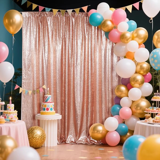 SquarePie 10x10ft Rose Gold Sequin Backdrop, High Density Non-Transparent - Image 7
