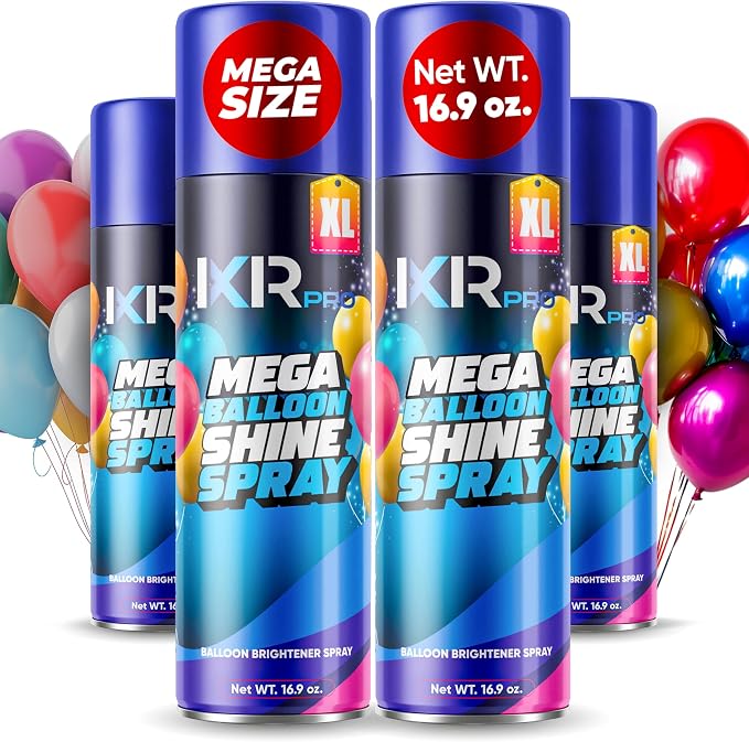 Balloon Shine Spray for Party, 4 Pack x 16.9 oz, Balloons Spray Silicone | by ixirpro