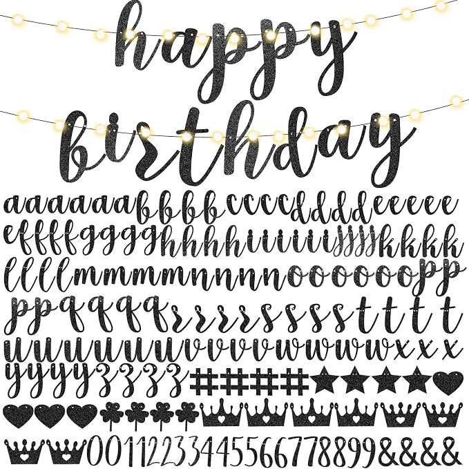 TaoBary 167 Pcs DIY Banner Kit Happy Birthday Glitter Banner Customizable by TaoBary