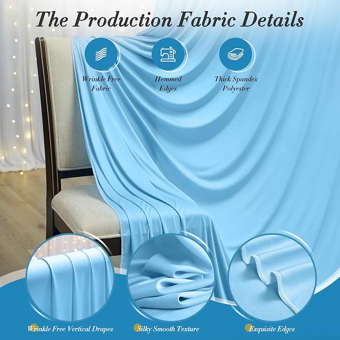 20 ft x 10 ft Wrinkle Free Baby Blue Backdrop Curtains - Image 4