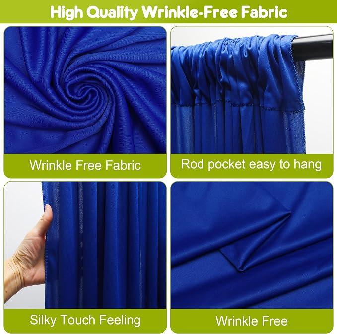 Royal Blue Backdrop Curtain Drapes - Image 4