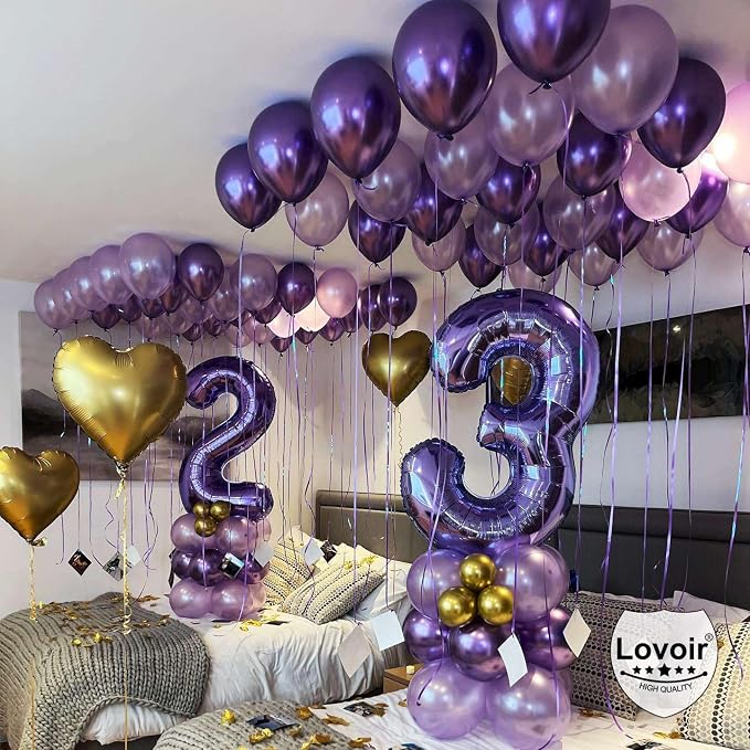 Purple Number 8 Balloons, 40 Inch Giant Number Balloons Foil Mylar Helium - Image 7