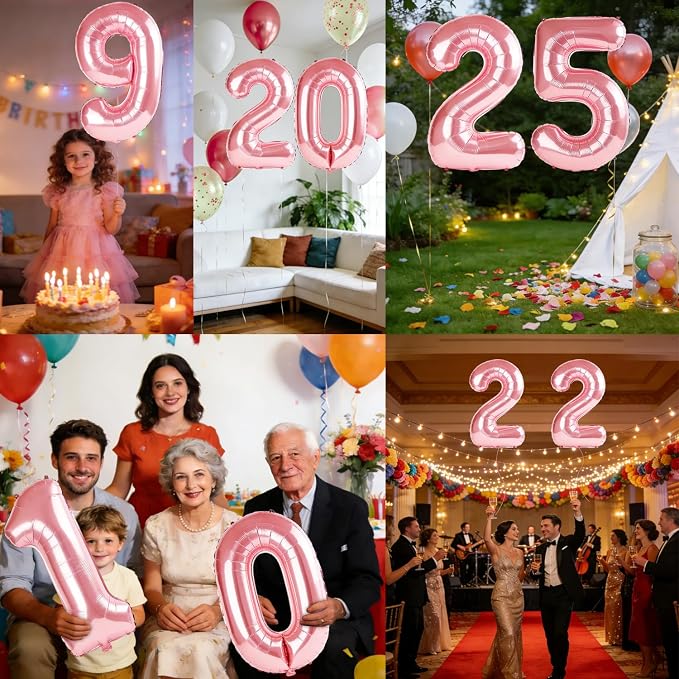 40 Inch Number 25 Balloons for 25th Birthday Party Decorations, 0-100 Jewelry - Image 7