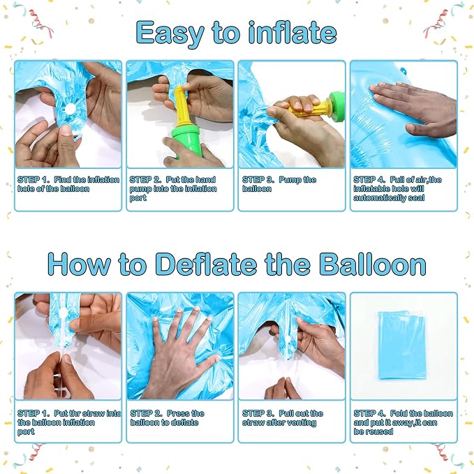 40 Inch light blue Number Balloons, Helium Mylar Foil Number Balloons - Image 4