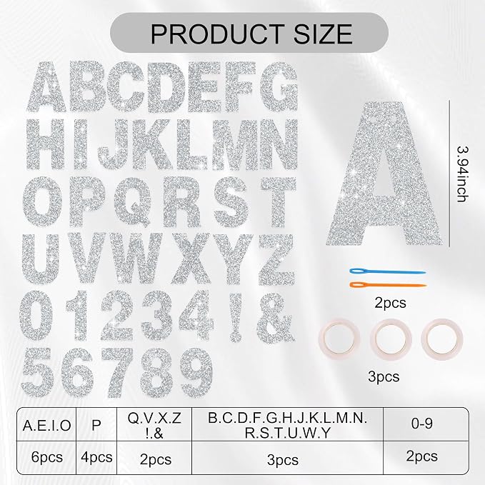 BEISHIDA Glitter Silver 116 PCS A-Z DIY Letter Custom Banner Party Decor | 111 - Image 2