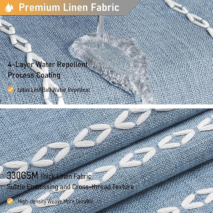 72 x 90 Boho Farmhouse Linen Heavy Duty Cloth Shower Curtain Set, 330GSM Linen - Image 4