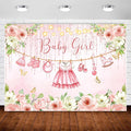 InMemory Baby Girl Baby Shower Backdrop Pink Floral Baby Shower Decorations by InMemory