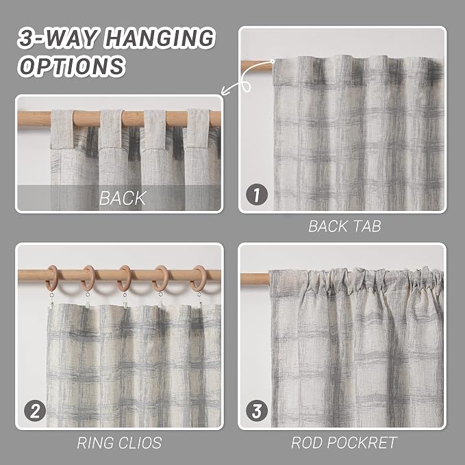 MYSKY HOME Semi Sheer Curtains 84 Inch Length 2 Panels Set - Image 3