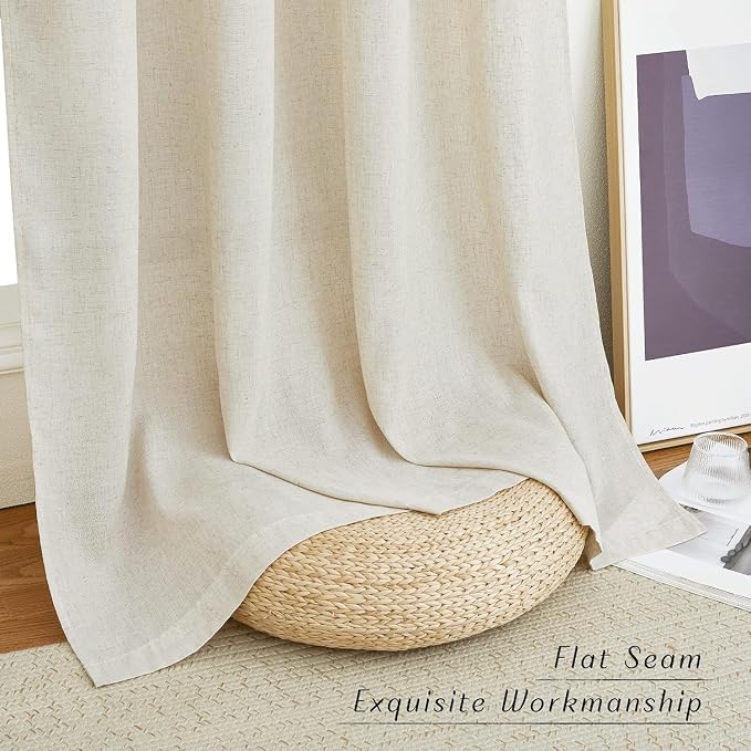 NICETOWN Flax Natural Linen 78 inch Curtains - Image 6