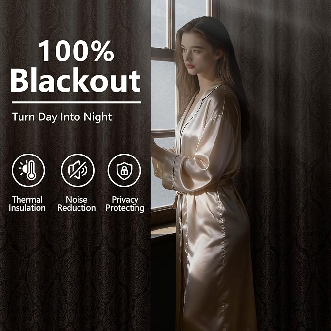 DWCN 100% Blackout Curtains for Bedroom 102 Inch Long - Image 2