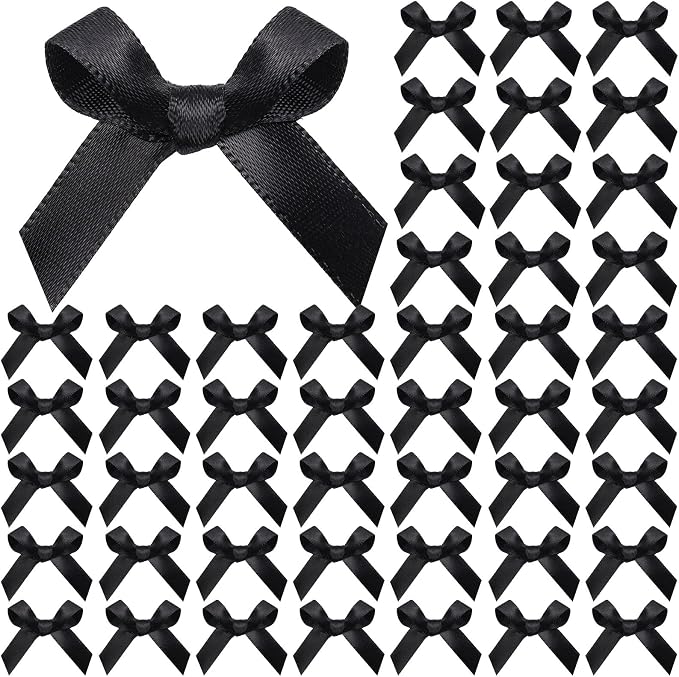 YGDZ 50 PCS Mini Black Bows, Small Stain Ribbon Black Bow by YGDZ