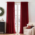 Red Velvet Curtains Back Tab for Chrismas Decor, W52 x L96, 2 Panels | 300GSM by StangH