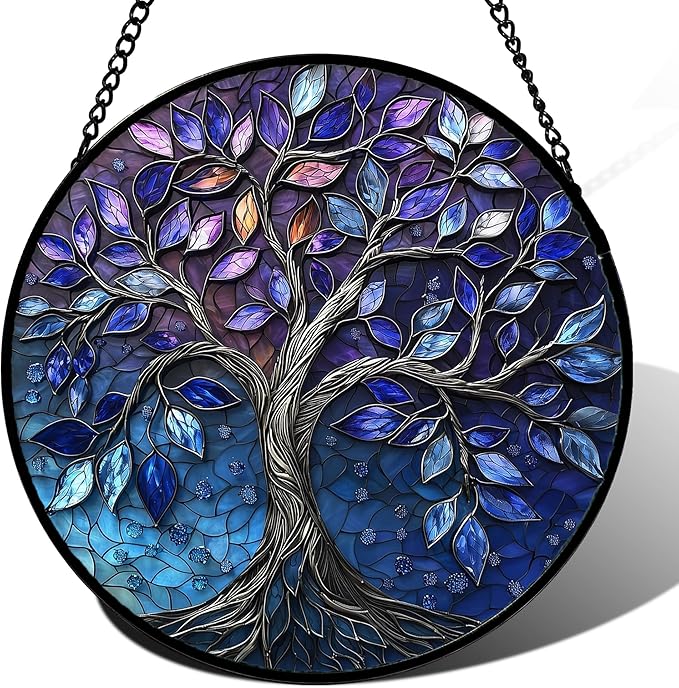 DASTOLL Stained Glass Window Hanging, and Mom 14.9x14.9 in by DASTOLL