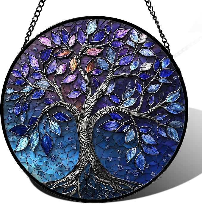 DASTOLL Stained Glass Window Hanging, and Mom 11.8x11.8 in by DASTOLL