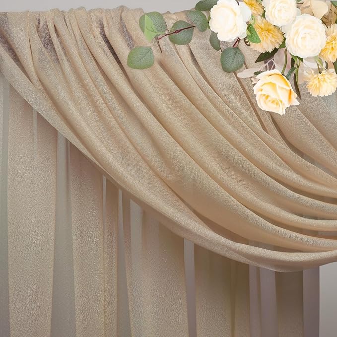 Nude Wedding Arch Draping Fabric Backdrop Drapes Sheer 6 Panels | 28.7"x20FT - Image 3
