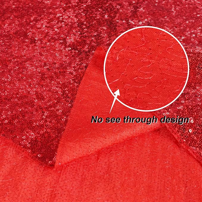 Juya Delight Red Sequin Backdrop Curtain, Non-Transparent Sequin Photography - Image 4