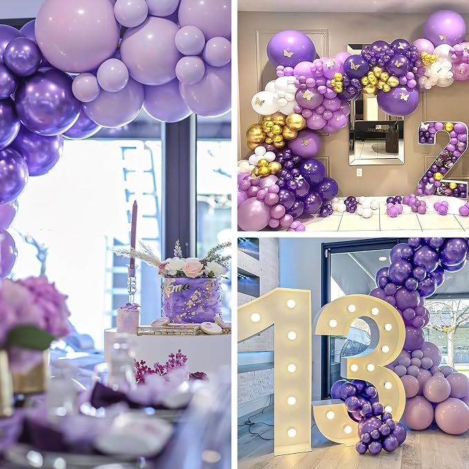 PartyWoo Metallic Purple Balloons 140pcs Chrome Purple Color | 18 12 10 5 Inch - Image 5