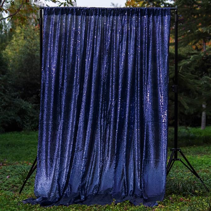 JYFLZQ Navy Blue Sequin Backdrop Curtains 7ft x 7ft 1 Panel Glitter Photo Booth - Image 6