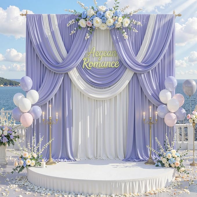 20 ft x 10 ft Wrinkle Free Lavender Backdrop Curtain - Image 8