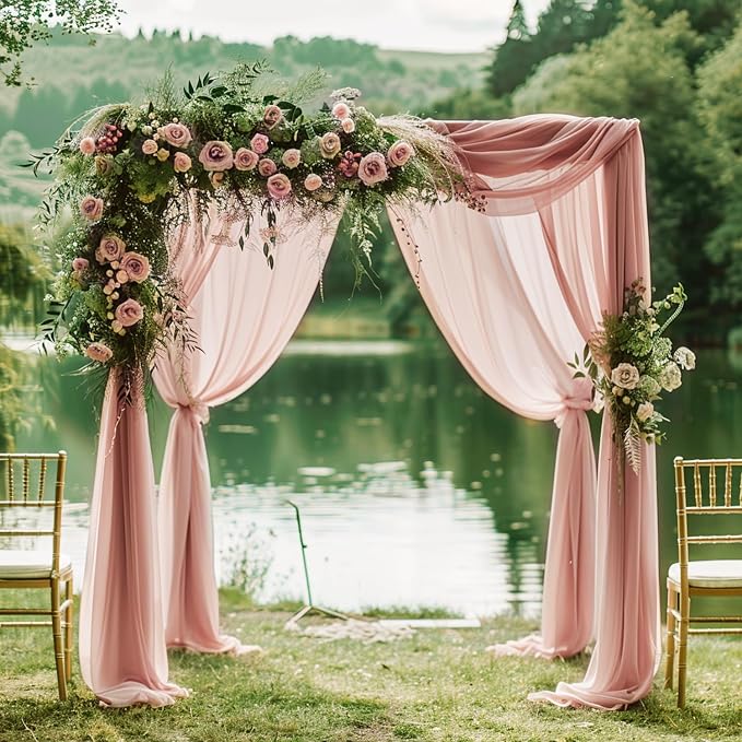 Wedding Arch Draping Fabric Backdrop Drapes 3 Panels, Dusty Rose | 28.7"x20FT - Image 5