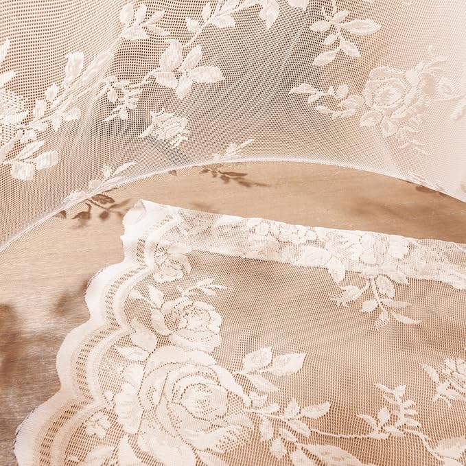 Sheer Lace Curtains 96 Inches Long 2 Panels Vintage Floral Curtains - Image 8