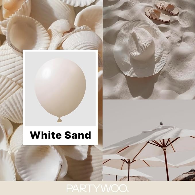 PartyWoo White Balloons 100pcs Sand White Beige Cream Ivory Boho Neutral | - Image 2