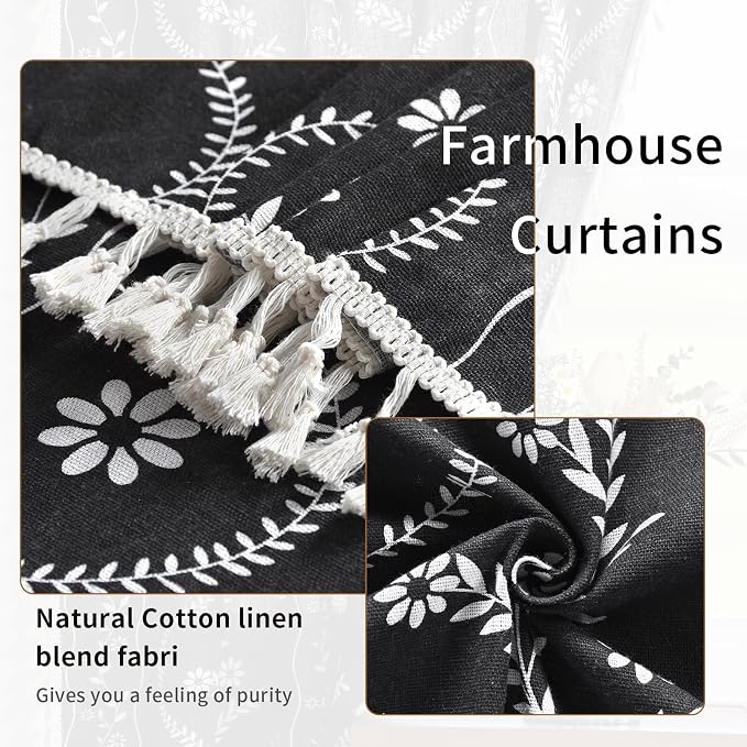 Schweek Black Boho Curtain Tassel 96 Inches Length 2 Panels - Image 5