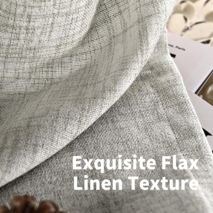 YoungsTex Short Linen Curtains 40 Inches Long, Dark Grey Drapes Light Filtering - Image 4