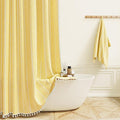 Small Boho Linen Heavy Duty Cloth Shower Curtain Set, 330GSM Linen Blend by ShowerCurtain