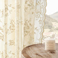 SEEKRIGHT Beige Lace Sheer Curtains 63 Inch Length Country Floral Curtains by SEEKRIGHTHomeDecor