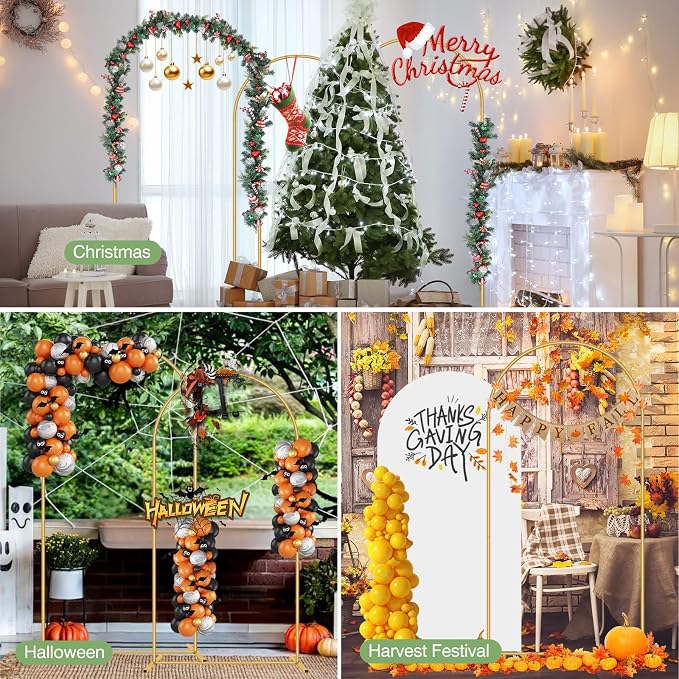 3 Pack Metal Wedding Arch Backdrop Gold Balloon Stand | Gold Arch Backdrop Stand - Image 7
