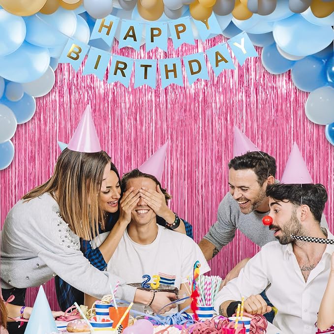 Crosize 2 Pack Pink Party Streamers Backdrop, 3.3 x 9.9 ft | Tinsel Foil Fringe - Image 7
