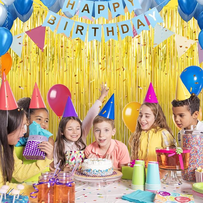 7 Pack 3.3 x 9.9 ft Gold Foil Fringe Curtains Streamers Party Decorations | - Image 5