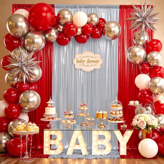30x10ft Shimmer Red Sequin Backdrop Curtain - Image 8