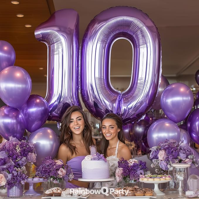 RainbowQ Purple 0 Balloon Number 40 Inch 0-40 Foil Large Balloons | Big Mylar 0 - Image 6