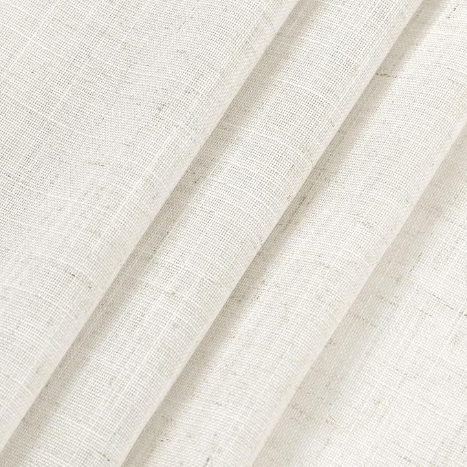 Cream Semi Sheer Linen Curtains 63 inch Length - Image 6