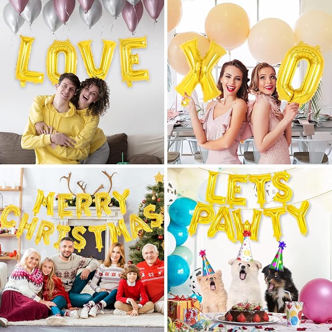 52 Pcs Gold Letter Balloons, 16 Inch Foil Alphabet Letter Balloons, Letter A-Z - Image 7