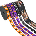 3/8 inch 1 inch Halloween Ribbon Set Spooky October Ribbon Assortment 5 Rolls by MEEDEE