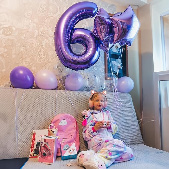 40 Inch Purple Number Balloons, Giant Self Inflating Foil 9 Years Old Birthday - Image 6