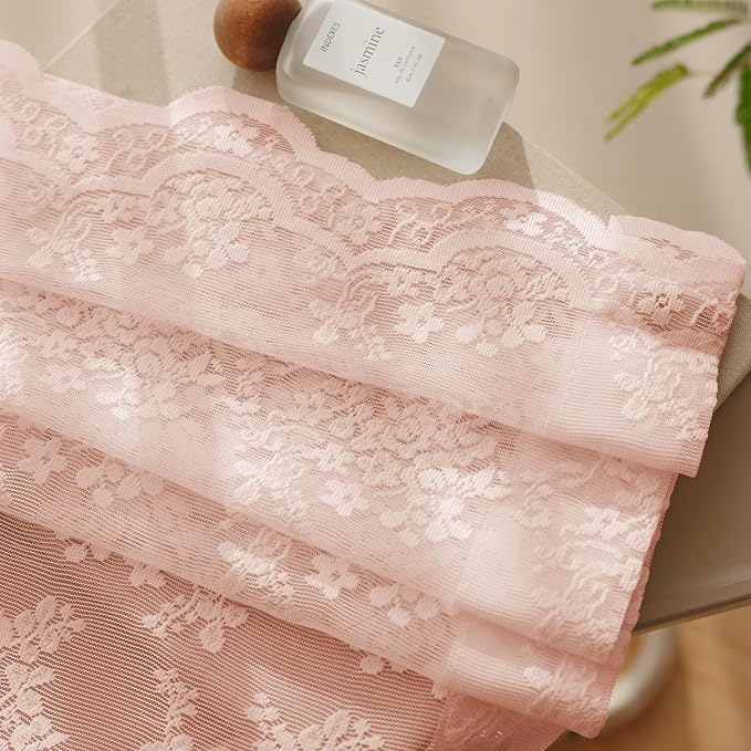 Anmao Vintage Lace Curtains 45 Inches Long 2 Panels Set, Romantic Elegant Light - Image 7