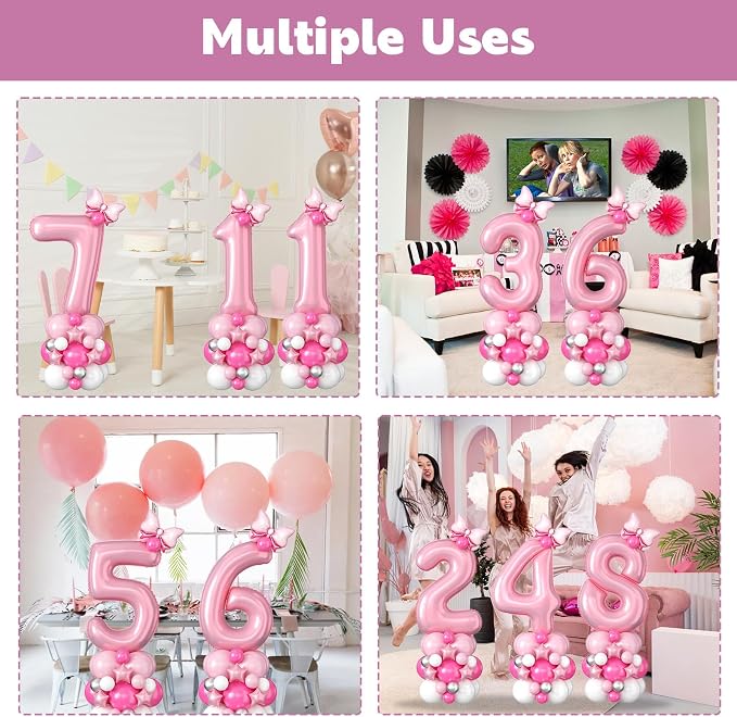 40 Inch Pink Number 5 Balloon for 5th Birthday Decoration Pastel Baby Pink - Image 5