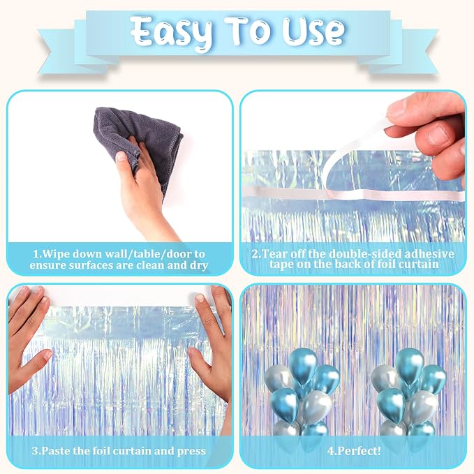 Voircoloria 2 Pack Iridescent Foil Fringe Curtains, Holographic Tinsel - Image 4