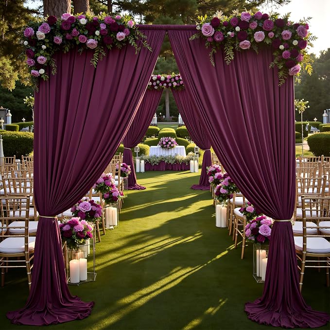20ft×12ft Wrinkle Free Burgundy Backdrop Curtain - Image 5