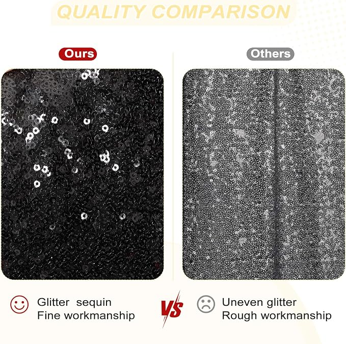 PartyDelight Black Sequin Backdrop 6x6ft Sparkly Photo Curtain | 4 Inch Rod - Image 6