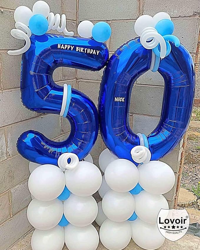Navy Blue 40 Number Balloons, 40 Inch Giant Number 40 Balloons Foil Mylar - Image 6