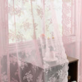 Kotile Pink Lace Curtains for Girls Bedroom Rustic Floral 2 * 42x84 Inch | Rod by Kotile+Curtains