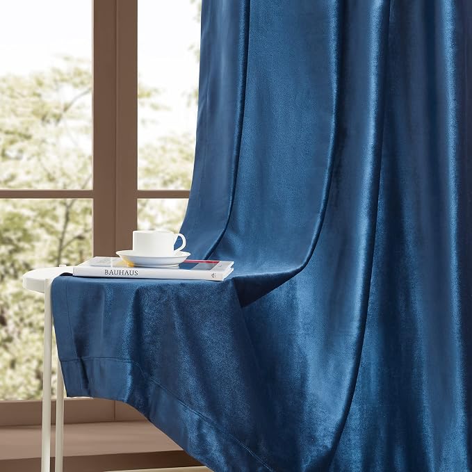 BULBUL Velvet Navy Blue Blackout Curtains 120 inch Length - Image 6