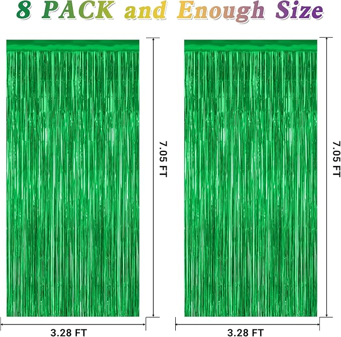 ZATAYE 8 Pack Green Christmas St Patricks Foil Curtain Streamer Decorations | - Image 2