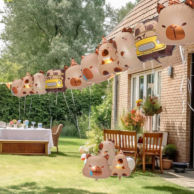 Civaner 10 Pcs Capybara Foil Balloons Animal Theme Birthday Party Decorations - Image 2
