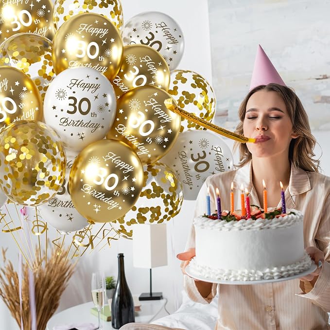 White Gold 18th Birthday Balloons Pack of 15 Men Women Happy 18th Birthday - Image 3